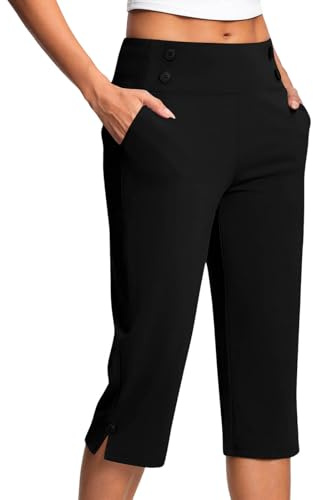 Pantacourt Femme Été Grande Taille Pantalon 3/4 Femme Taille Élastique Pantalon De Jogging Léger Pour Femmes Corsaire Sport De Couleur Unie Pants Stretch Confort Avec Poche Pantalons Loisirs Pour Yoga