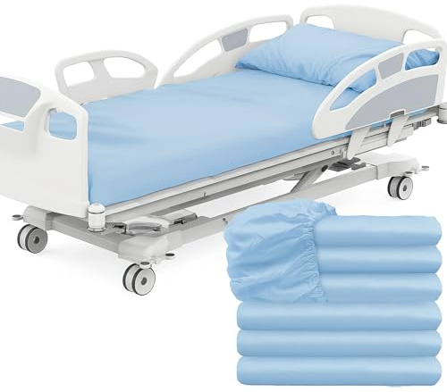 6 Pack Hospital Bed Fitted Sheets, Soft and Breathable, 91 x 213 x 36cm