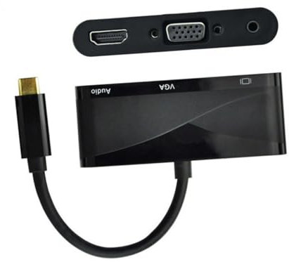 DIYEAH Adaptateur USB C vers Vga avec Audio Câble Type C vers Vga pour et Noir
