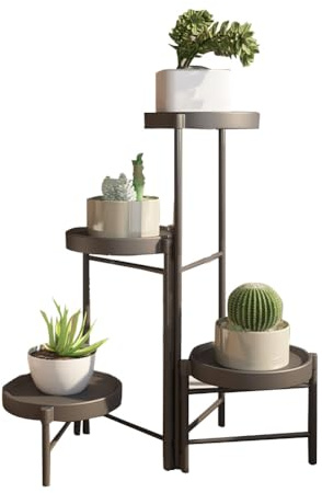 PortoAlegre Supporto per fiori in metallo, per interni, per terrazza, giardino, balcone, soggiorno, camera da letto, 4 piani