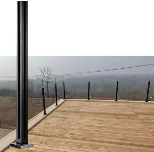 Palo Ringhiera Vetro Morsetto Nero Ringhiera Di Vetro Con Fessure E Base, 22 30 38 41 49 57 61 Pollici Pannello Di Balaustra Di Vetro Sistema Di Supporto Per Interni All'aperto, Per Balcone/patio(Corn
