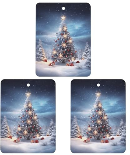 3PCS Alberi di Natale Auto Deodorante Appeso Carte Profumate Carino Grigio Deodoranti Auto Lunga Durata Nuove Auto Profumi per Donne Uomini Deodorante Naturale con Cordino Automotive Freshies