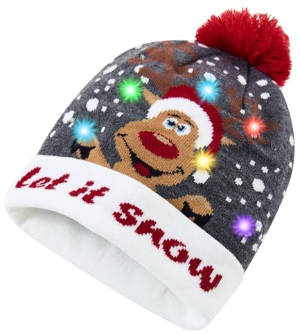 Freshhoodies Weihnachtsmützen Erwachsene Leuchtende Hut Wintermütze Damen Strickmützen Herren Weihnachtskappe Paare Renier Schneeflocken