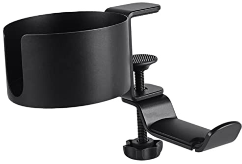 Gogogmee Portavasos De Mesa De Aleación De Aluminio Soporte para Auriculares Portavasos De Escritorio Negro Colgador para Auriculares para Cocina o Oficina
