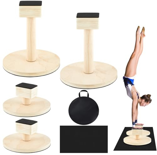 Skylety 3-in-1 verstellbare Handstand-Stöcke, hohe niedrige Stöcke, Yoga-Block mit Aufbewahrungstasche und rutschfestem Pad, Cheer Balance-Trainer für Gymnastik, Akrobatik, Contortionistische