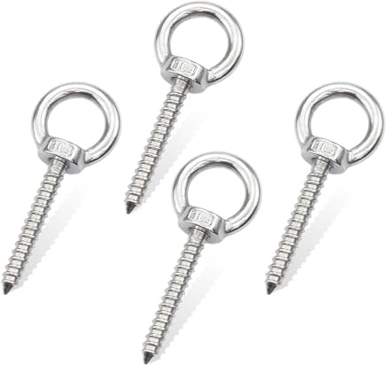 XJLyaya Ringskruv M8, 4 stycken 304 rostfritt stål ögleskruvar, M8 x 80 mm ögleskruv, för fastsättning och upphängning, för markiser, hängfåtöljer, gungstolar, blomamplar, blomkrukor