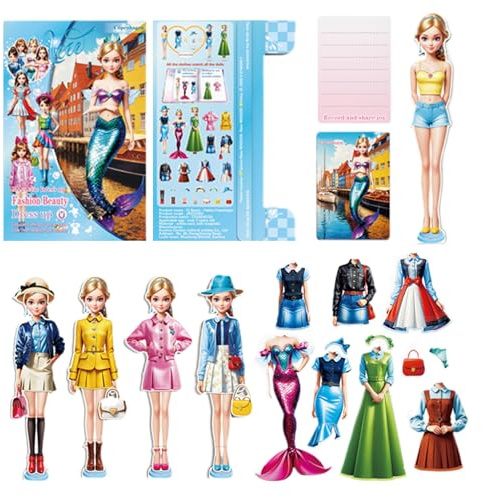 Generisch Magnetische Anziehpuppen für Mädchen – Lustiges Anziehspiel mit magnetischen Papierpuppen | -Aktivitäten, magnetisches Anzieh-Stickerbuch, pädagogisches Kinderspielzeug für Mädchen