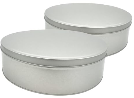Aucomptoirdesboites Lot de  2 – Boîte cylindrique en fer‑blanc verni Ø 24 cm hauteur ~7 cm – boîte métal ronde hermétique, idéal rangement cuisine, atelier, déco ou cadeaux zéro‑déchet