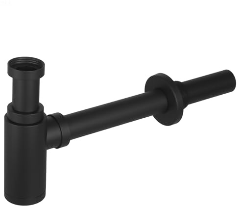Vasphire Sifón de diseño para baño – acero inoxidable 304 sifón lavabo lavabo universal, 1 1/4 pulgadas, sifón de botella para lavabo, color negro