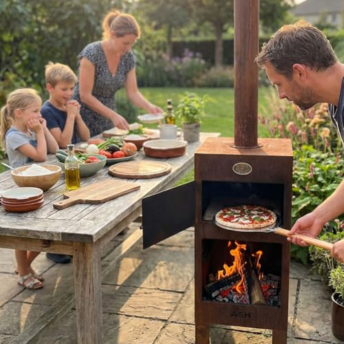 Pizzaofen Garten - Pizzaofen - Pizzaofen - Cortenstahl - inkl. Thermometer - ASH Pizzaofen