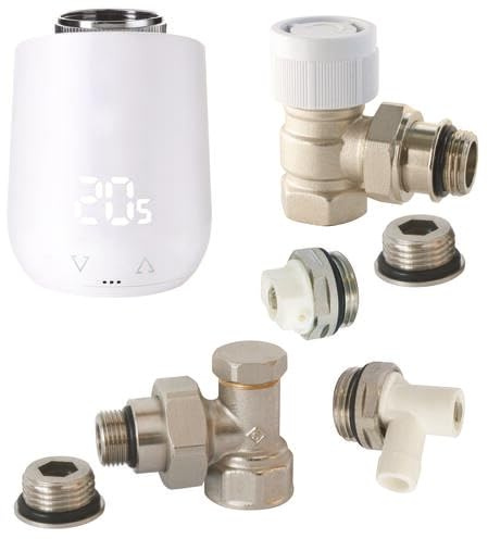 Somatherm For You - Elektronisches WiFi-Kit - Universelles Eck-Thermostatventil 3/8 (12x17) oder 1/2 (15x21) - M30x1.5 Anschluss - O-Ring-Dichtung - Mehrfarbig