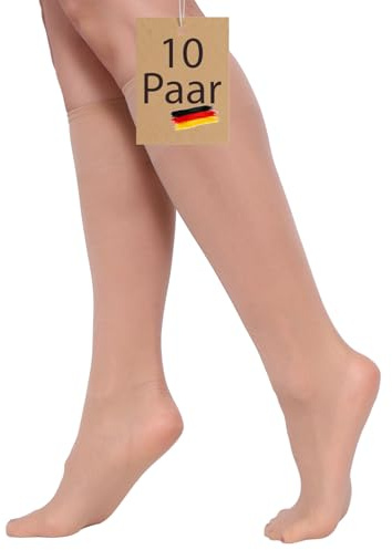 BANANANALU 10, 20,30, 40 par knästrumpor 40 DEN finknästrumpor nylonstrumpor silkesfina Lyna Naturale – 10 par en storlek passar alla