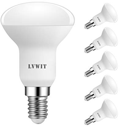 LVWIT LED Reflektorlampe E14 R50,470 lm, Kaltweiß 6500K, 4.9W ersetzt 40W Glühbirne, matt (6er Pack)