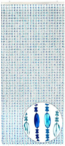 Kobolo Türvorhang Ocean aus Kunststoff, blau, 72 Stränge, 90x200 cm, dekorativer Perlenvorhang für den Indoor- und geschützten Outdoorbereich