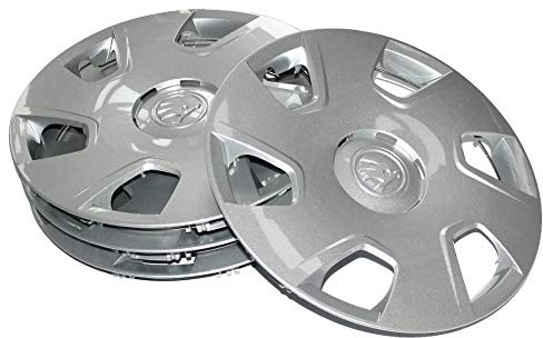 Skoda 5JA071455 Radkappen (4 Stück) Radblenden Dakara 15 Zoll Radzierblenden, für 6Jx15 Stahlfelgen, Silber