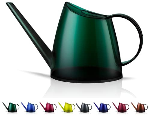 WhaleLife Small Indoor Watering Can for House Plants - Stylish Green Plastic Watering Pitcher with Long Spout for Potted Plants, Succulents, and Desk Gardens 1.4L