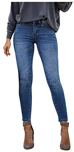 Jean Fantaisie Jeggings à imprimé Skinny Stretch pour Femmes Couture Leggings en Denim Ethnique Grande Taille Haute Pas Cher Militaire Enceintes Fluide Cargo été Hiver Yoga Sport Large (A Bleu, S)