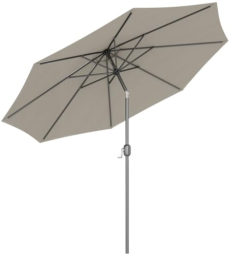 Outsunny Ombrellone da Esterni Inclinabile a Manovella Ø295cm Grigio Chiaro