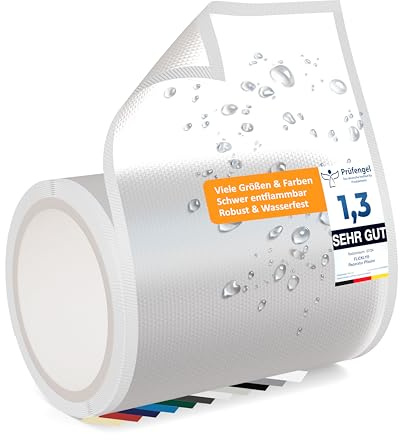 Flickly® Parches de reparación autoadhesivos | camión, remolque, tienda, toldos, camping, sombrillas, piscina | disponible en muchos colores | 2,5 m x 100 mm | Transparente