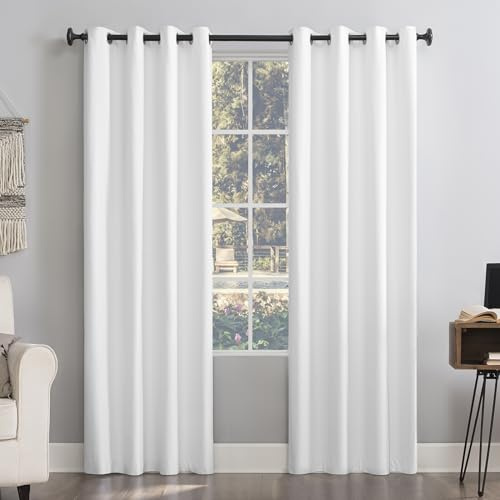 Sun Zero Columbia 2-Pack Thermal Energy Saving 100% Blackout Grommet Curtain Panel Pair, 50 x 84, Dove White