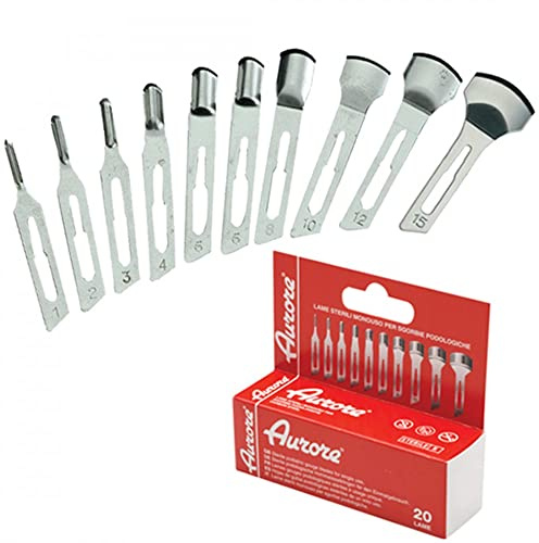 20 LAME SGORBIA STERILI BISTURI PEDICURE AURORE PROFESSIONALE ESTETISTA (N° 2)