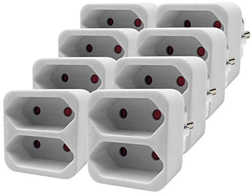revolt Euro-Mehrfachsteckdose: 8er-Set Steckdosen-Adapter auf 2-fach-Euro-Steckdose (Eurostecker Steckdose, Multistecker)
