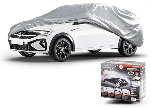 WALSER Autoabdeckplane All Weather Light SUV Größe S hellgrau, wasserdichte Autogarage, Staubdicht mit UV Schutz, verstärkte Gurtbefestigung