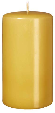 Osterkerzen 4er Set Oster, Frühling, Stumpenkerzen Senf Mustard 12 x 6 cm