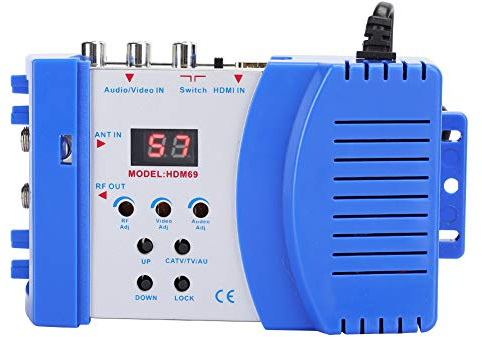 Modulador HDMI, HDM69 Profesional Modulador Digital, RF HDMI Convertidor AV a RF VHF UHF PAL NTSC Modulador Portátil Estándar, Convertidor HDMI a RF 1080p para Receptor de Satélite