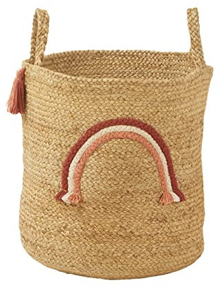 VERTBAUDET Kinderzimmer Aufbewahrungskorb REGENBOGEN, Jute beige/wild sahara