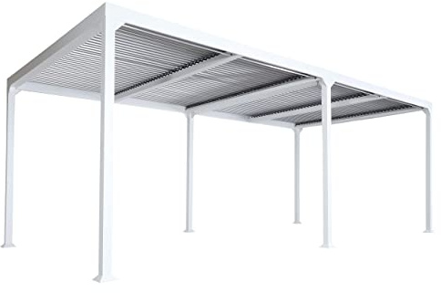 Alu Pergola HWC-L41, Lamellen-Pavillon Terrassenüberdachung, stabiles 8cm-Metall-Gestell 3x6m - weiß