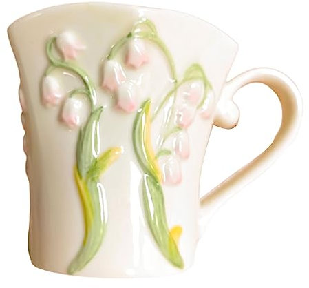 Taza de café vintage de cerámica,Taza delicada de porcelana premium,Taza de Latte Macchiato,con estampado floral 3D de porcelana, los mejores regalos de cumpleaños de Navidad para mujeres, 240 ml