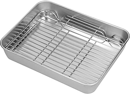 Rôtissoire Avec Grille Rectangulaire Japonaise Plat Plus Foncé Rôtissoire Ustensiles De Cuisson Bac À Légumes Réfrigéré Plateau De Châssis Grille En Acier Inoxydable Plats À