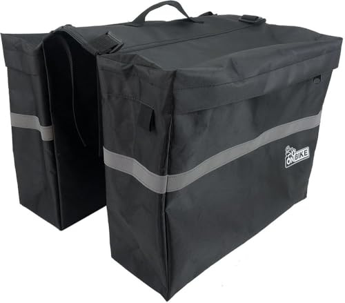 ON BIKE Doppia Borsa Per Portapacchi Posteriore 23 Litri | Borsa Doppia Bici Posteriore Impermeabile - Borse Antistrappo Con Cinghie E Bande Riflettenti Per City Bike Trekking E E-Bike