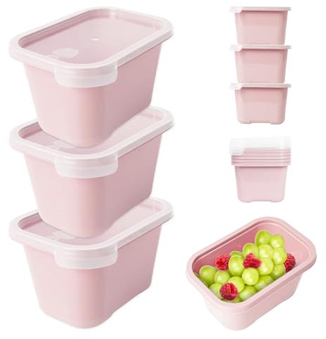 Mypicompany. Contenitore Ermetico per Alimenti, 3 Pezzi da 1000 ml. Contenitori Plastica per Alimenti Adatti per Microonde e Lavastoviglie. Contenitori Cibo Rosa.