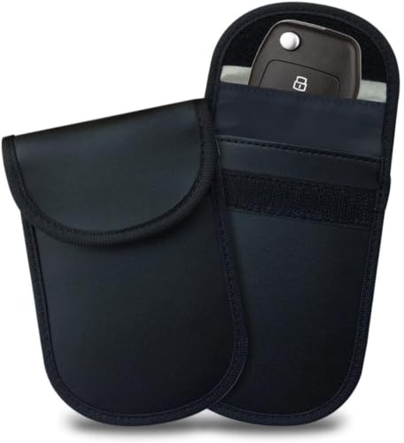 2Pack Car Key Signal Blocker Pouch, Fob Protector, Faraday Pouch for Car Keys, Faraday Bag RFID Key Pouch, Fob Protection Pouch for Keyless Car Anti-Theft Car Key Case Car Security Pouch