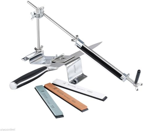 TOPBATHY Affûteur De Couteaux à Angle Fixe Avec Pierre à Aiguiser Kit De Meulage Pour Types De Couteaux Facile à Nettoyer