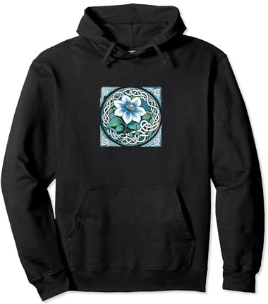 Blue Clematis Art Flower Garden Design Clematis Vine Pullover Hoodie