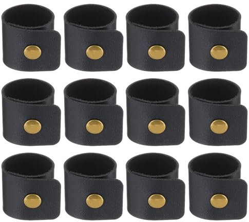 PATIKIL Napkin Rings, 12 Pcs Leather Napkin Rings Rustic Holder for Table Decor Thanksgiving Farmhouse Wedding Fall Banquets Dinner Party Ornaments Classic, Black