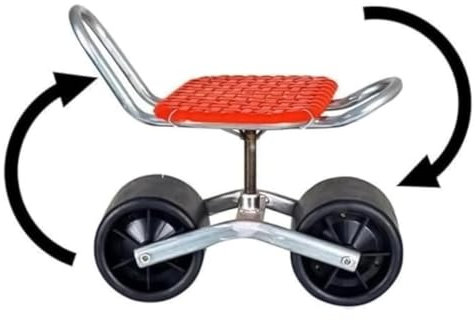 Gartenhocker mit Rollen, 360° drehbar, robuster Gartenhocker, Faltbarer Gartensitz mit Verstellbarer Höhe, Faltbarer Gartenroller mit Lenkgriff für Gartenarbeit