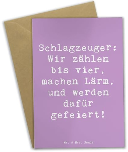Mr. & Mrs. Panda Grußkarte Spruch Schlagzeuger Stolz - Geschenk, Musikzimmer, Design, gefeiert werden, Rhythmus, musikalische Dynamik, Spielen, Snare, Musikfans, digitales Schlagzeug, Geschenkideen