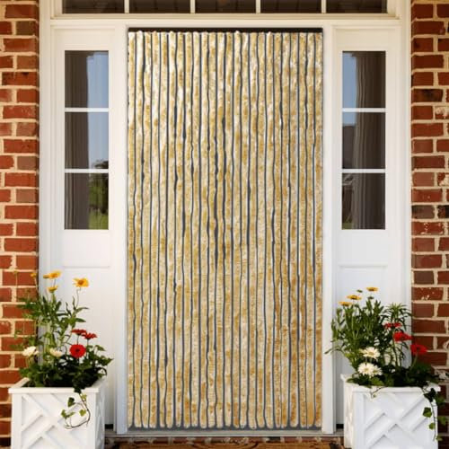qohoio Fly Curtain Beige 100x230 cm Chenille,Curtains Door Fly Screen Curtain For Doorways Window Decorations Room Divider