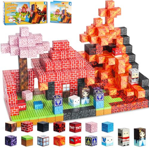 SLDALES Magnetische Bausteine Spielzeug,Kreative Building Blocks Kit für Jungen und Mädchen,Magnete Spielzeug Geschenke für 3 4 5 6 7 8+ Jahre Kinder