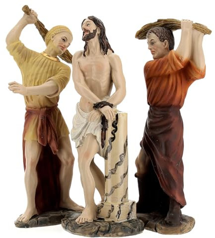 Holyart Flagellation de Jésus 3 pcs résine Peinte Main 15 cm
