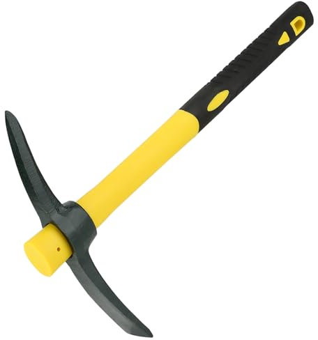 SEUICYNE 1 Stück Robust Spitzhacke, 38cm Kreuzhacke Gartenhacke mit Stahl Geschmiedetem Kopf und Flachhacke für Camping, Prospektion, Gartenarbeit