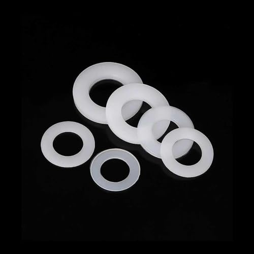 200 pezzi 5mm×8mm×0.5mm Bianco Nylon Rondelle piatte