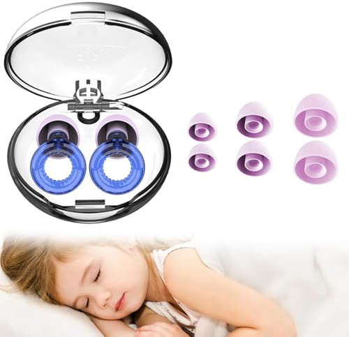 Ninnyi Noise Reduction Ear Plugs with 3 Pairs Earcaps, Reusable Kid Silicone Earplugs for Hearing Protection Focus Relieve Anxiety