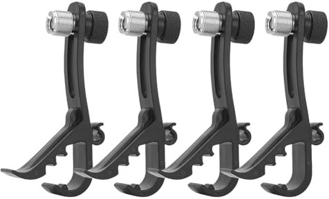 Haptufer Kit de Micro de Batterie Réglable avec Clip de Micro 4 Pièces et Support de Microphone pour Pied de Micro