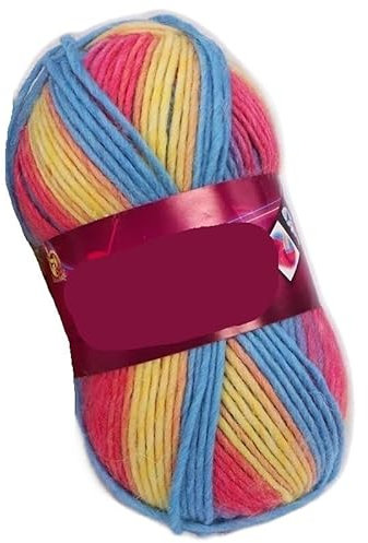 Handgewebter DIY-Schal, Decke, Islandwolle, dicke Linie – 100 g, gewebte Mütze, Regenbogenlinie(8814)