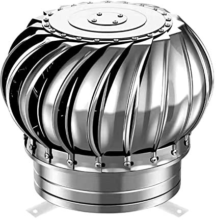 IUBGFTO Dachentlüftungskappen für Häuser, runder Windkraftanlagen-Ventilator aus Edelstahl mit Anschlüssen, Ablufttrockner, Schornstein, rostfreier Schuppen, Entlüftungsauslass,?500mm - 470mm